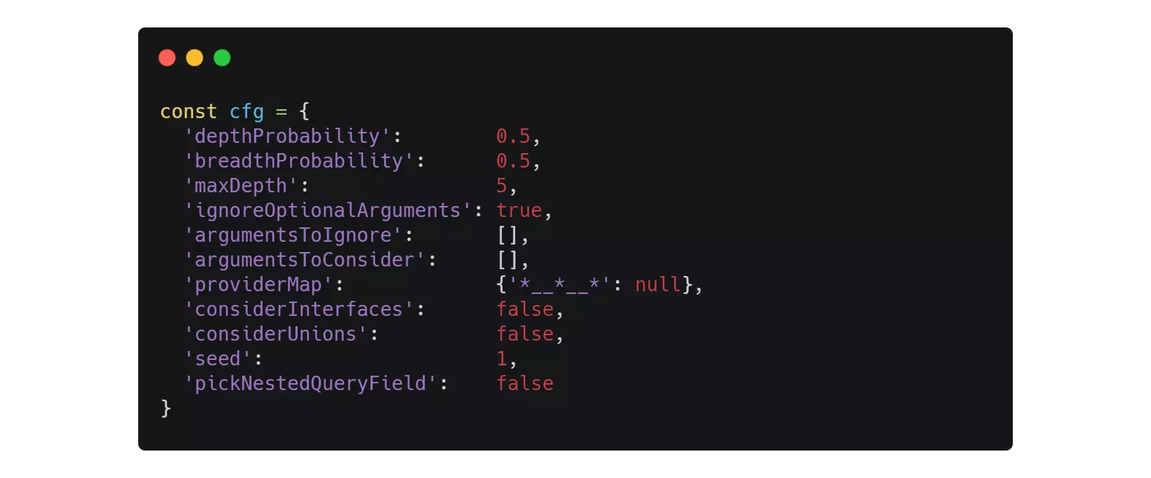 Sample configuration object