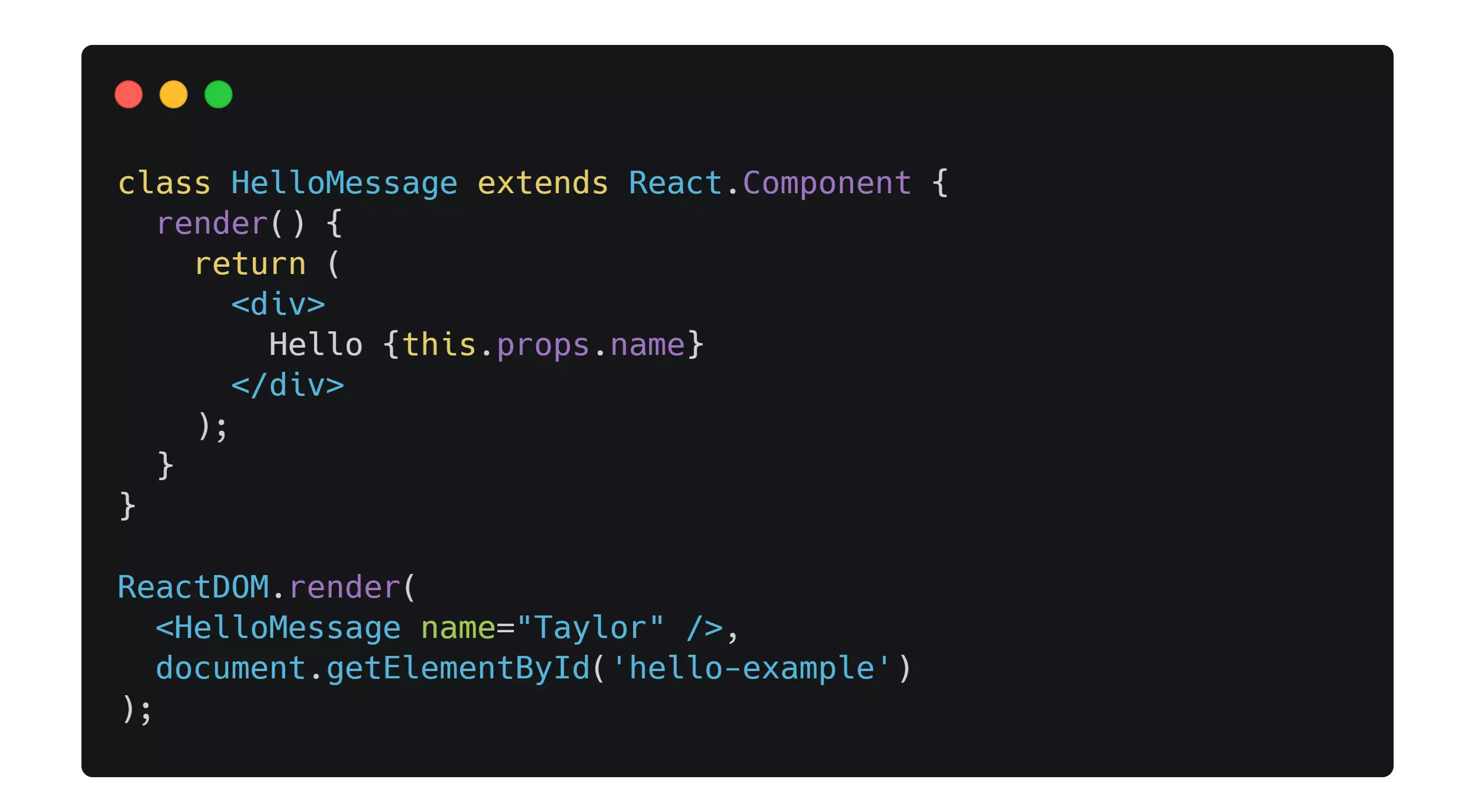 Simple React component using JSX